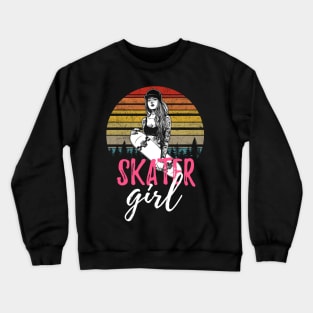 Vintage Skateboarding Stakeboar Girl Crewneck Sweatshirt